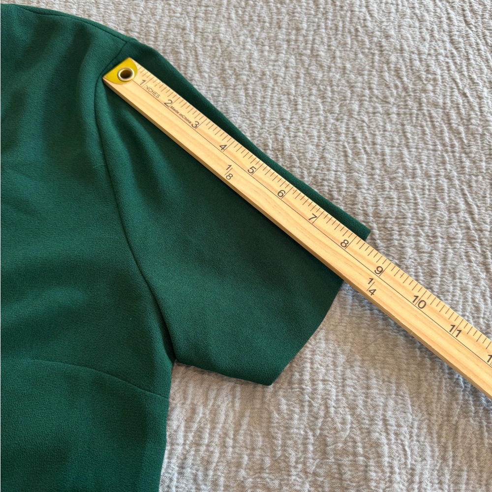 Zara Womens M Choker V Neck Plunge Shift Mini Dress Forest Green Boho Short Fun - Picture 10 of 14